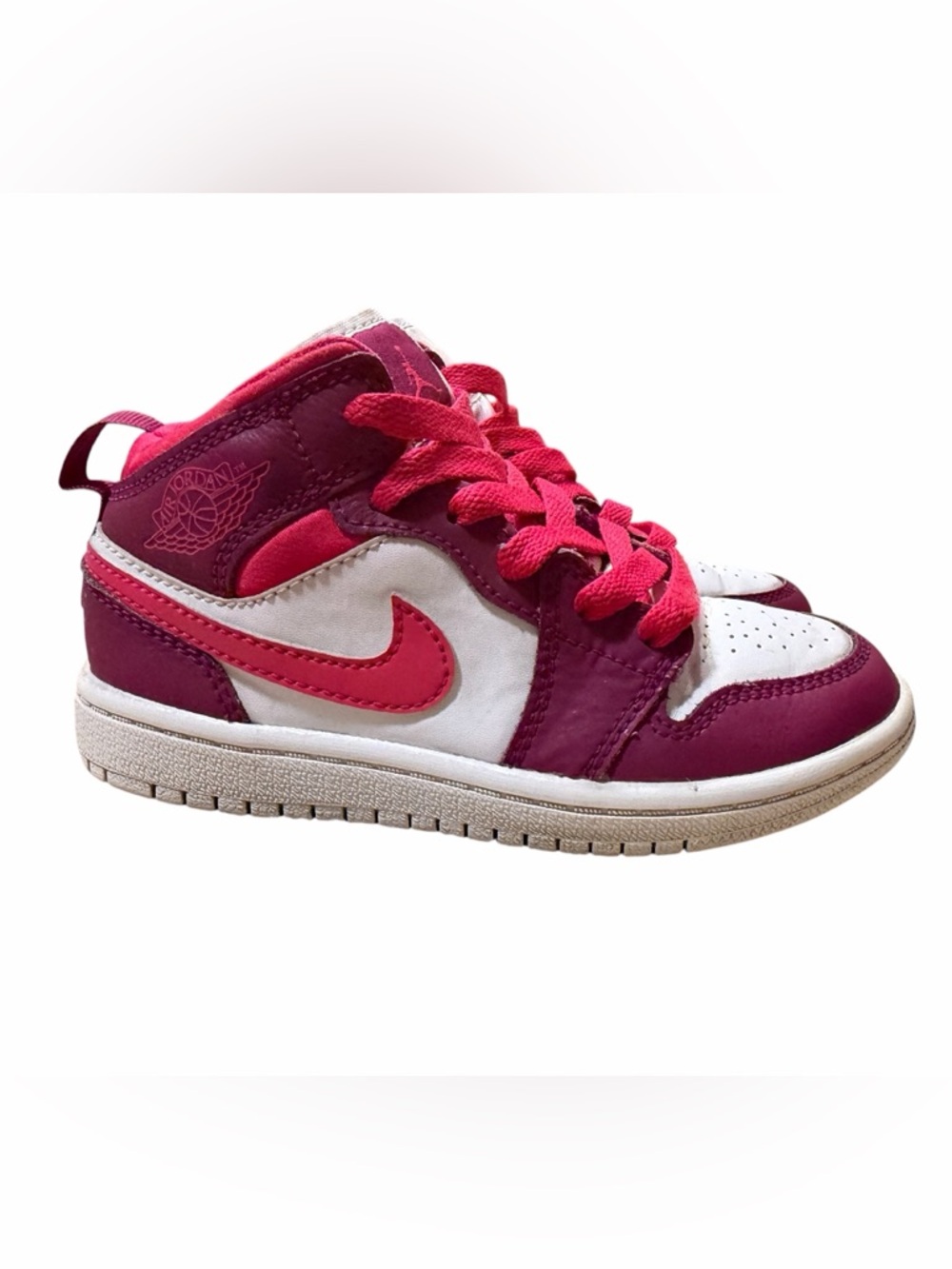 Jordan Kids Mid-Top Sneakers in Pink and White